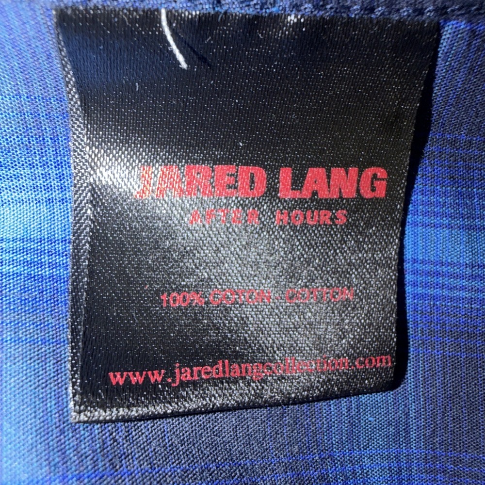 LOT OF 2 Jarad Lang After Hours Mens Shirt Slim Fit Blue Check Plaid LS Large - Picture 13 of 16